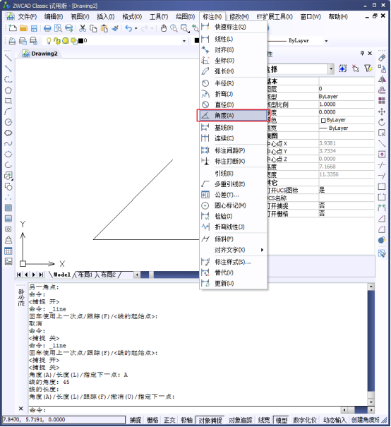 CAD�������ƽǶ�