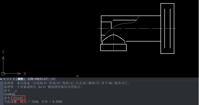 CAD����������֮�䵹Բ��